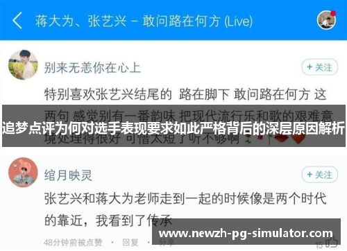 追梦点评为何对选手表现要求如此严格背后的深层原因解析